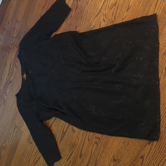 LOFT Black Dress stretch Lace Sheath plus Size Cut Out Bateau Neckline NWT Sz 22 - Picture 4 of 7